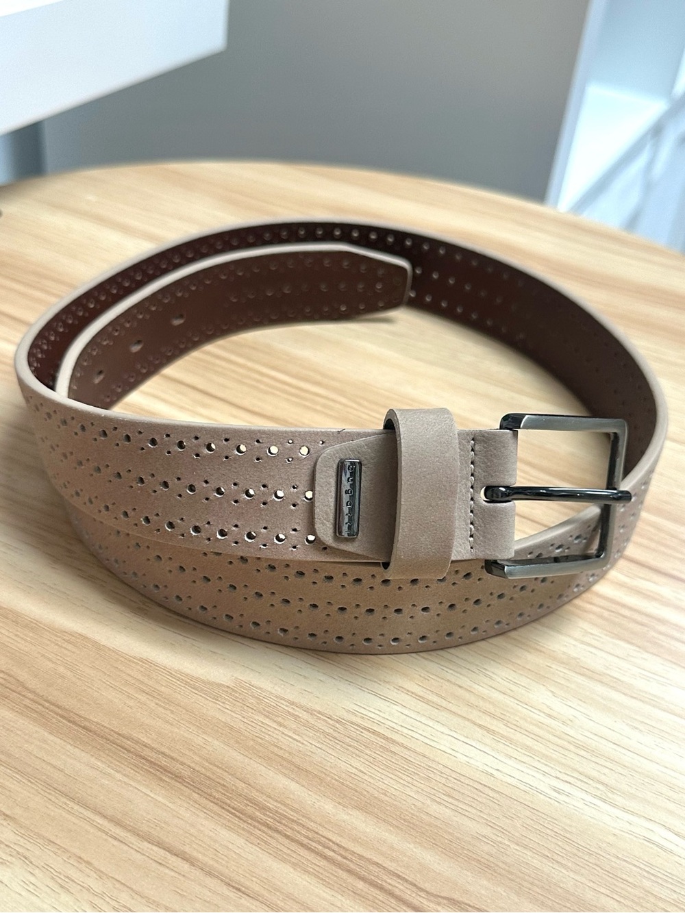 Bugatti Taupe Suede Leather Belt